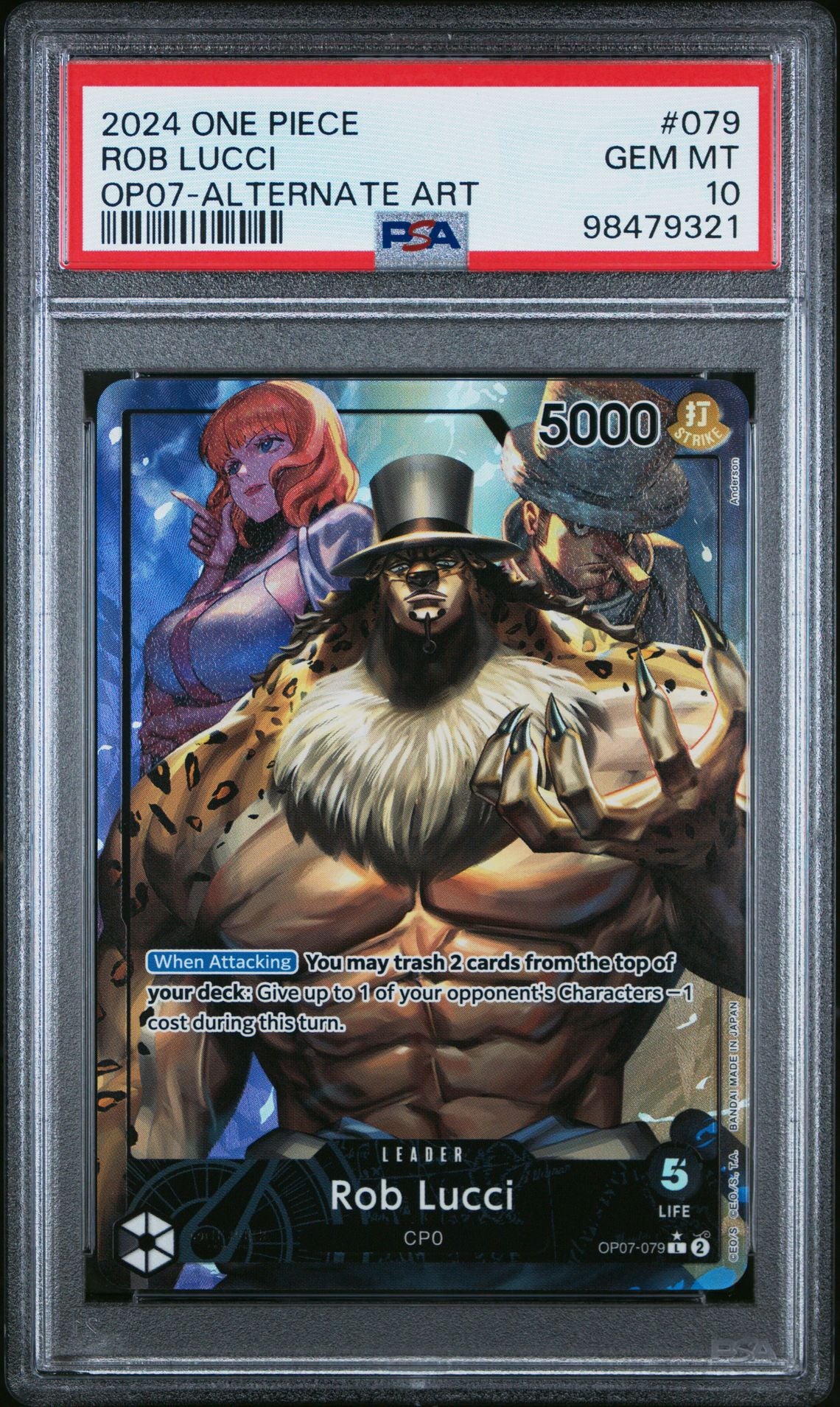 2024 One Piece 500 Years in the Future 079 Rob Lucci Alternate Art PSA 10