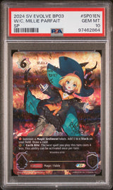 2024 Flame of Laevateinn BP03-SP01 Witch of Calamity, Millie Parfait Special Signed Edition PSA 10