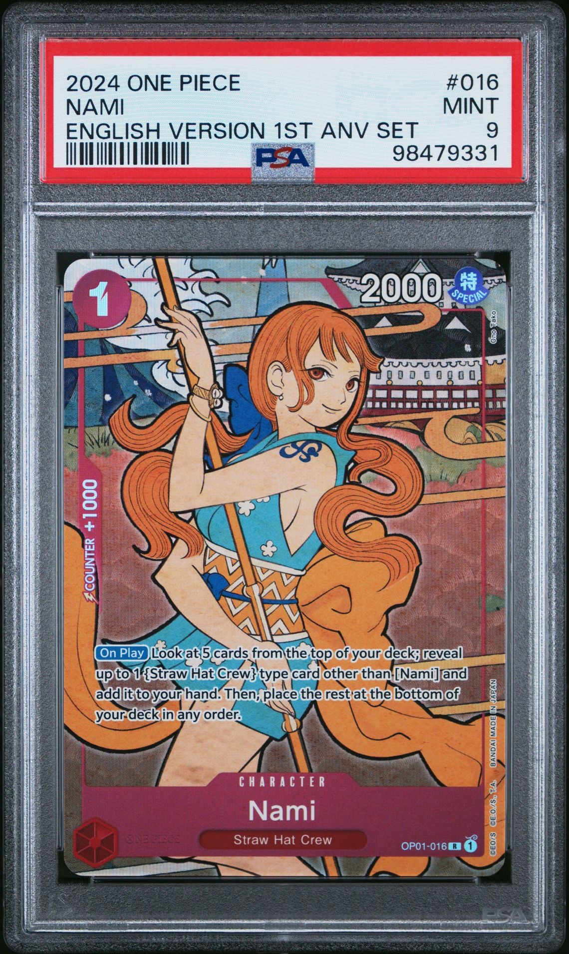 2024 One Piece English Version 1st Anniversary Set 016 Nami PSA 9