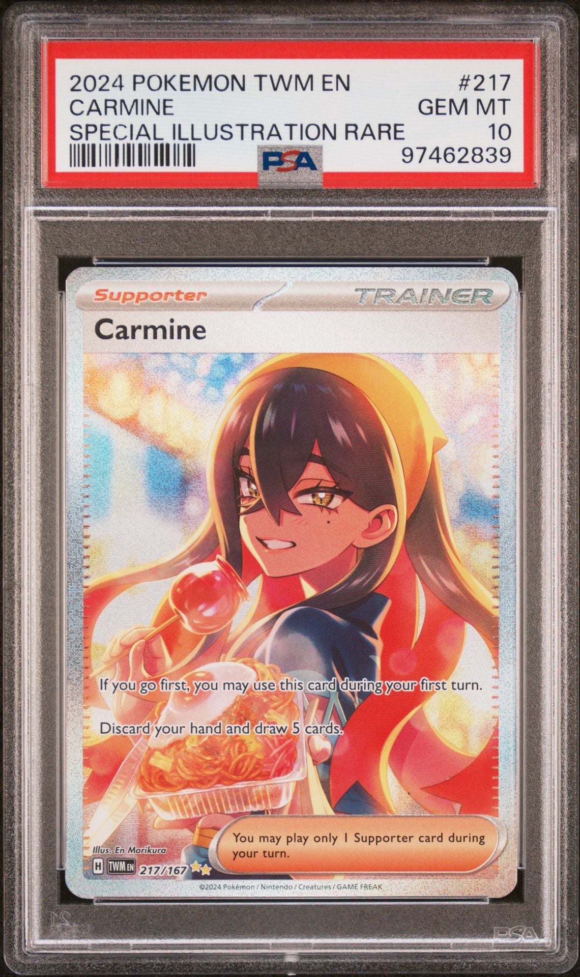 2024 Pokemon Twm EN-Twilight Masquerade 217 Carmine Special Illustration Rare PSA 10