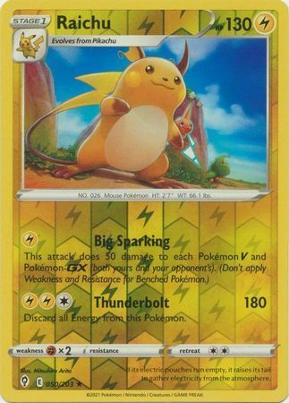 SWSH Evolving Skies 050/203 Raichu Reverse