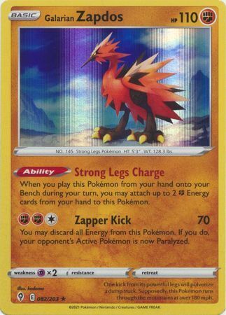 SWSH Evolving Skies 082/203 Galarian Zapdos