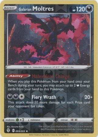 SWSH Evolving Skies 093/203 Galarian Moltres Reverse