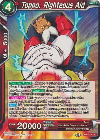 Dragon Ball Super Card Game - Mythic MB-01 DB1-014 Toppo, Righteous Aid