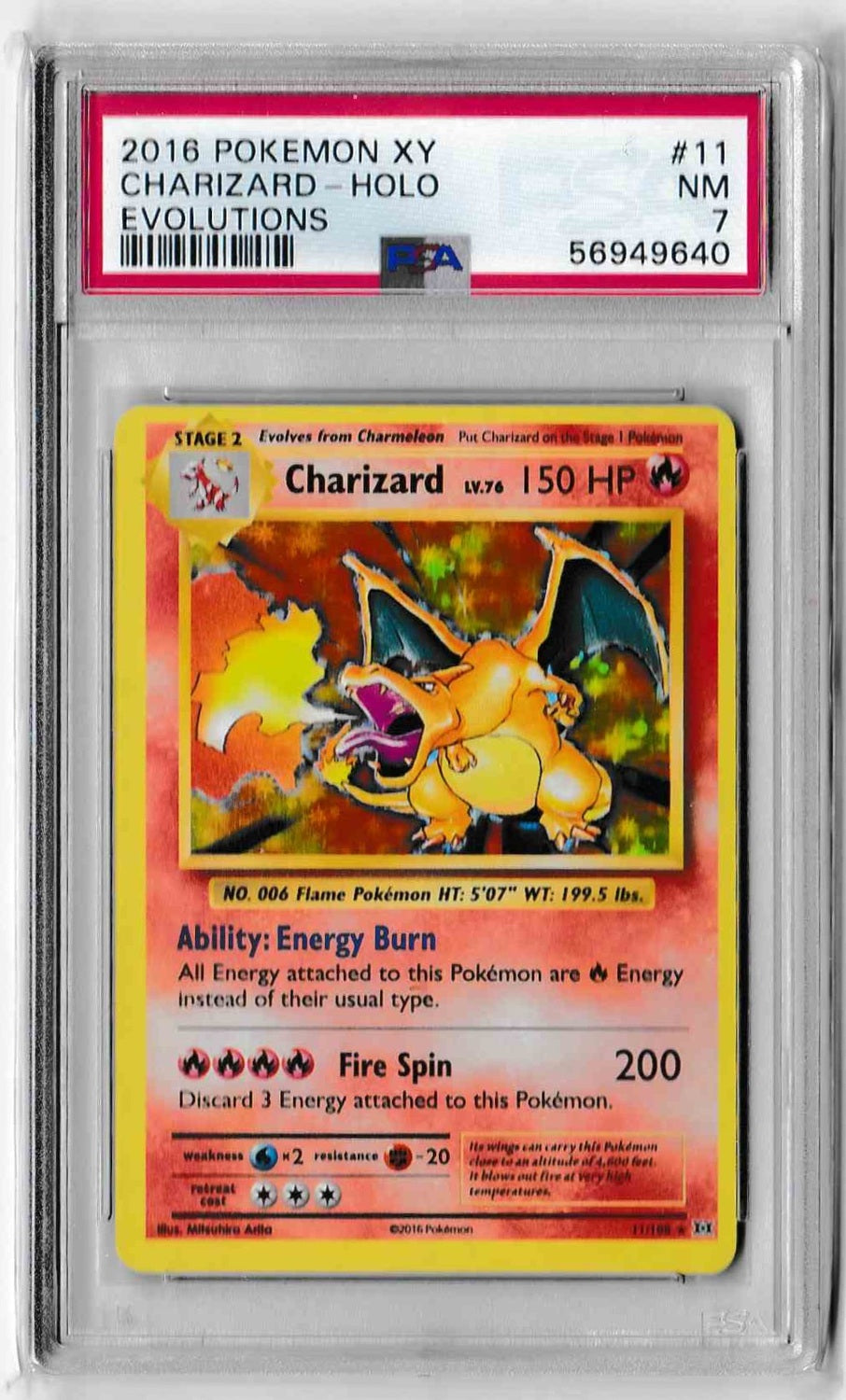 XY Evolutions 11/108 Charizard Holo PSA NM 7