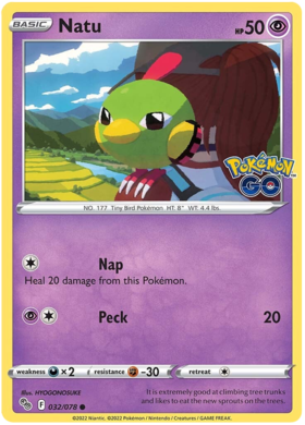 SWSH Pokemon Go 032-078 Natu