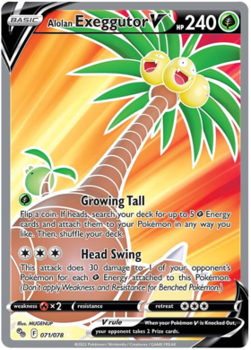 SWSH Pokemon Go 071-078 Alolan Exeggutor V