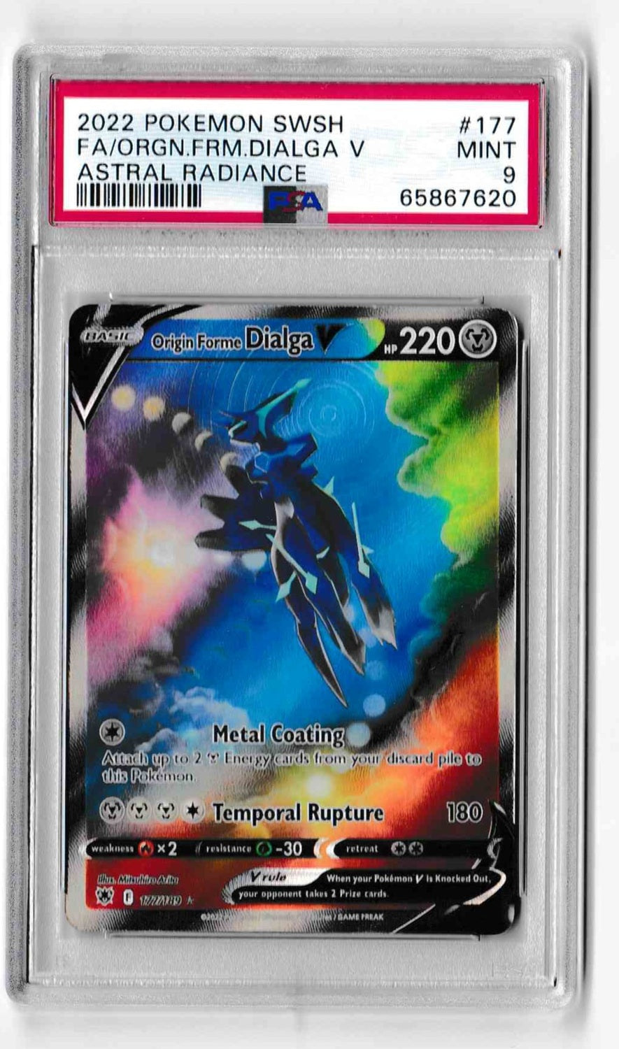 Pokemon Sword and Shield Astral Radiance 177 Full Art/Origin Forme Dialga V PSA MINT 9