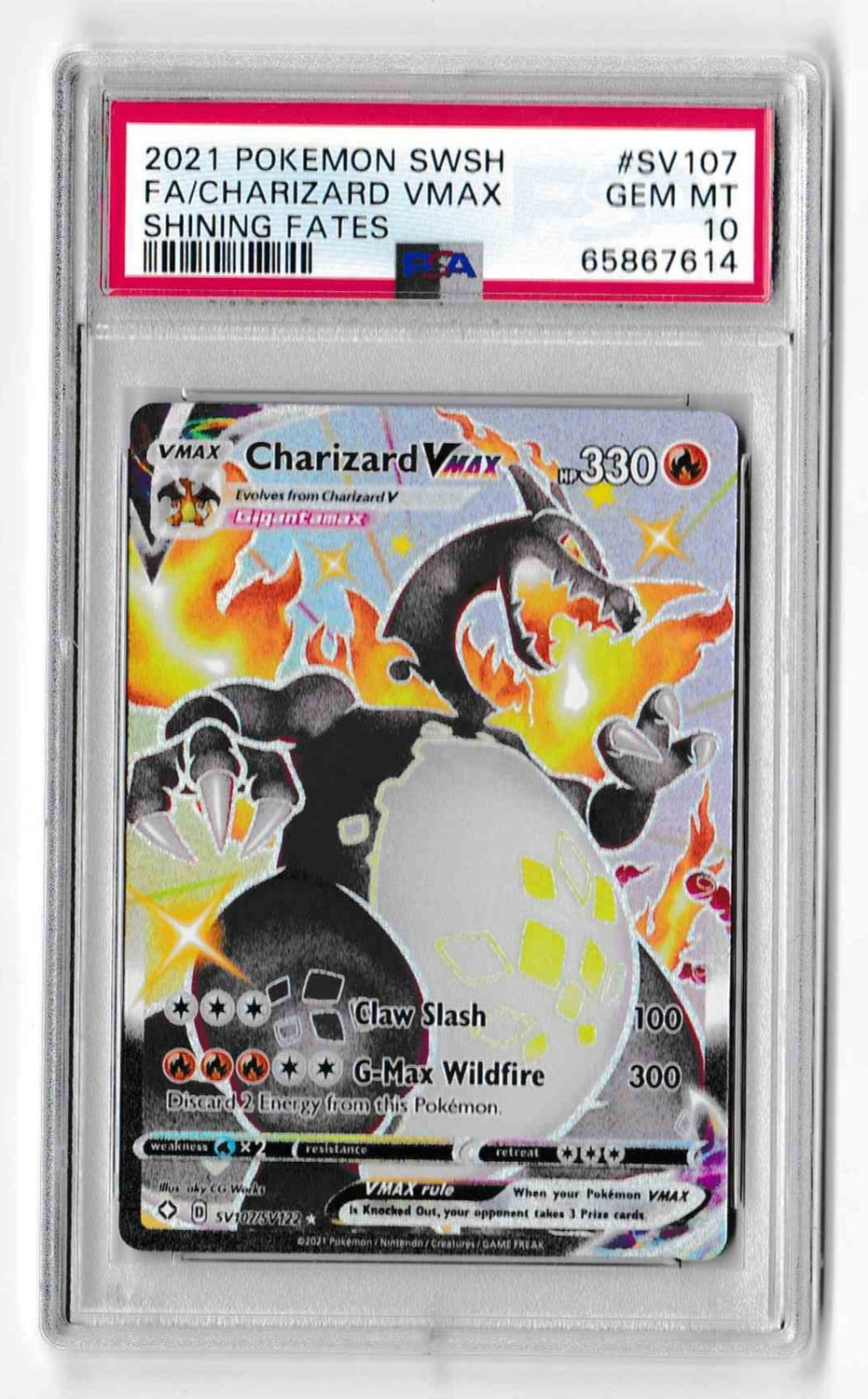 Pokemon Sword & Shield Shining Fates SV107 Full Art/Charizard Vmax PSA GEM MINT 10