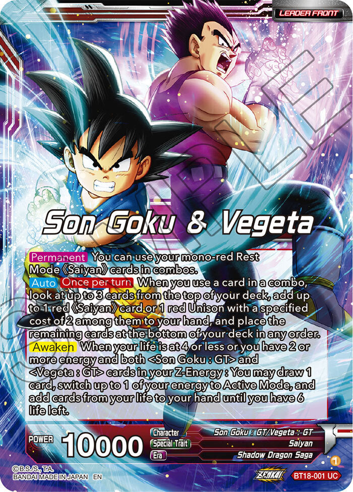 Zenkai Series Dawn of The Z-Legends BT18-001 Son Goku & Vegeta