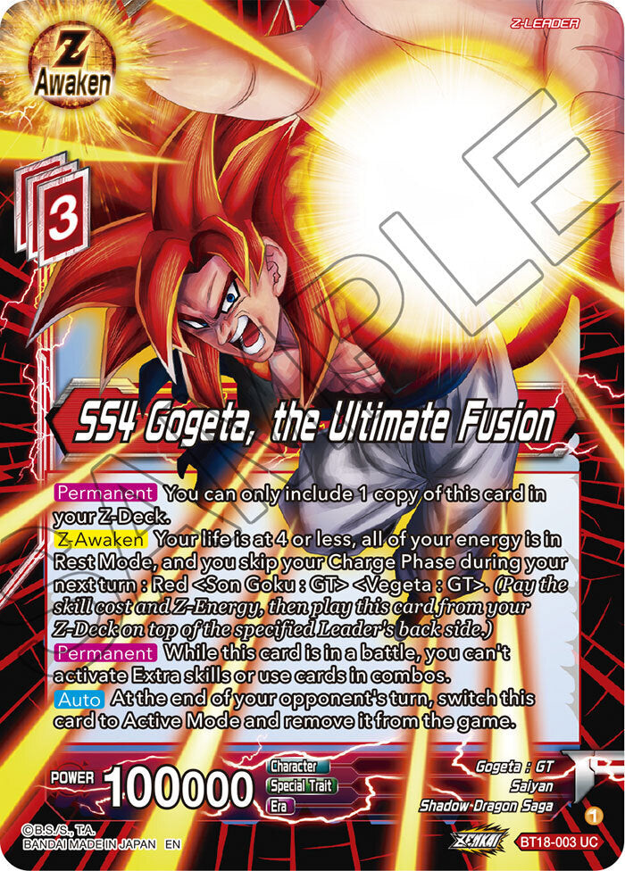 Zenkai Series Dawn of The Z-Legends BT18-003 SS4 Gogeta, the Ultimate Fusion