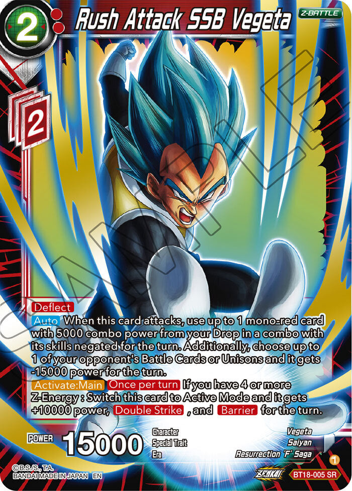 Zenkai Series Dawn of The Z-Legends BT18-005 Rush Attack SSB Vegeta