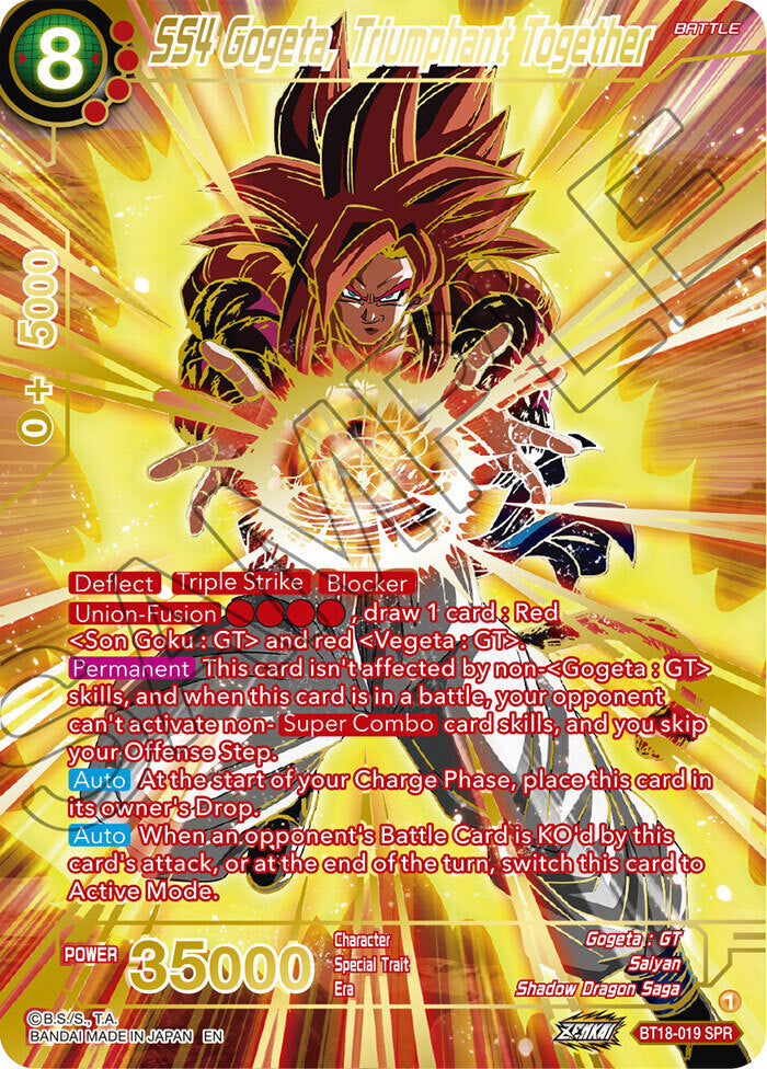 Zenkai Series Dawn of The Z-Legends BT18-019 SS4 Gogeta, Triumphant Together SPR