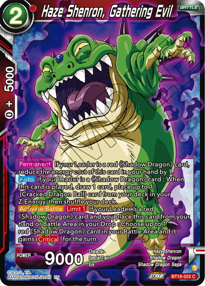 Zenkai Series Dawn of The Z-Legends BT18-022 Haze Shenron, Gathering Evil