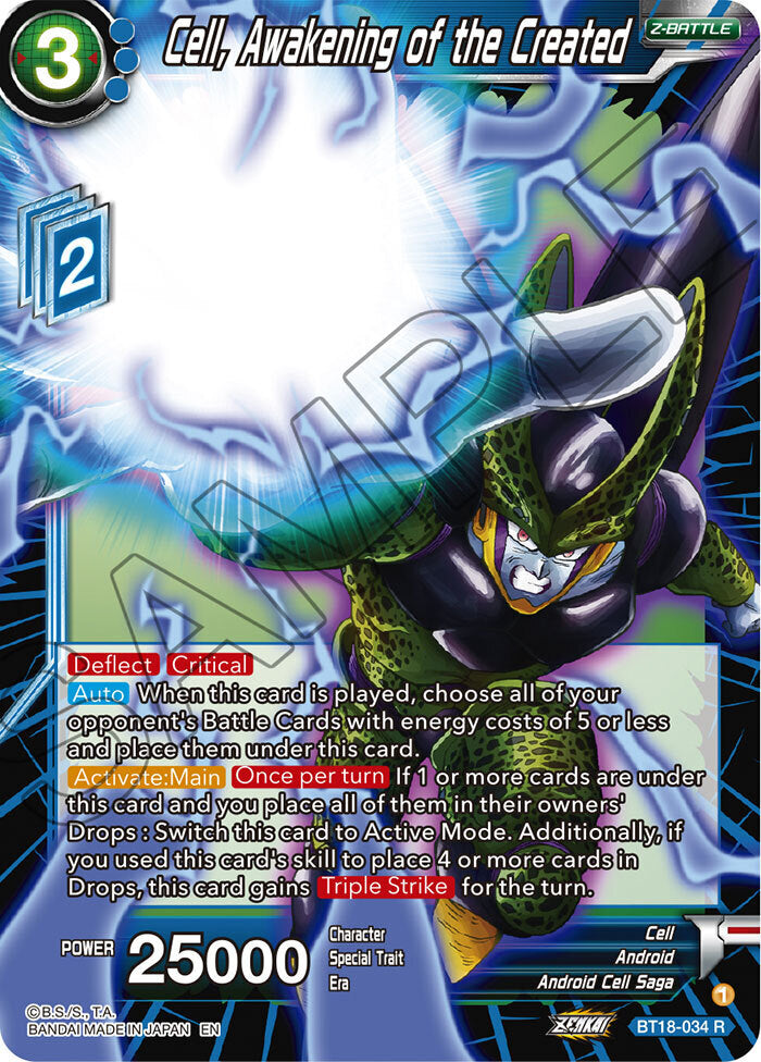 Zenkai Series Dawn of The Z-Legends BT18-034 Cell, Awakening of the Created