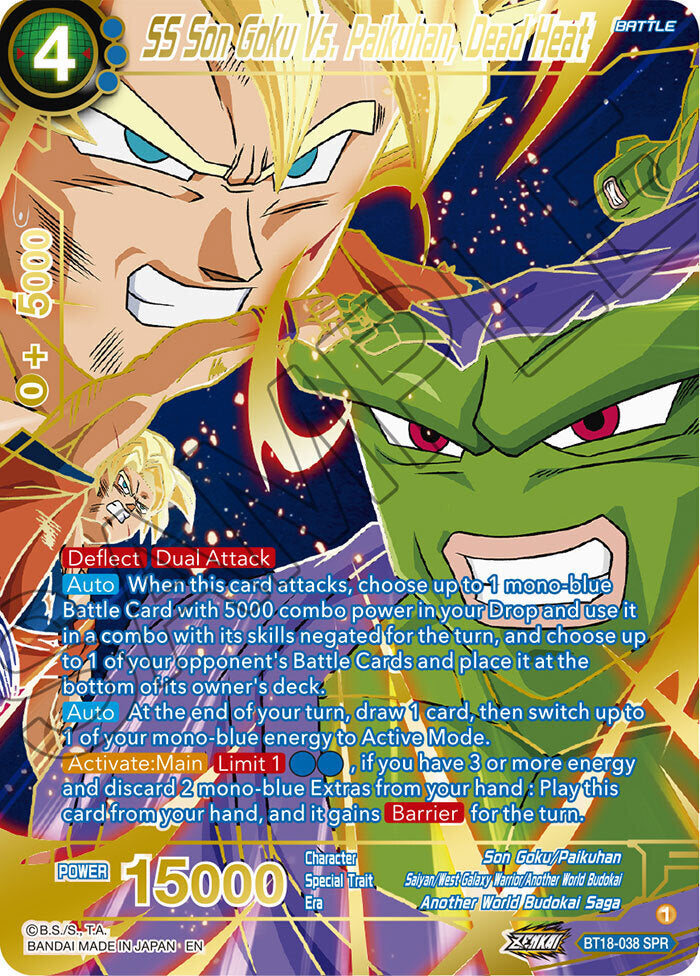 Zenkai Series Dawn of The Z-Legends BT18-038 SS Son Goku Vs. Paikuhan, Dead Heat SPR