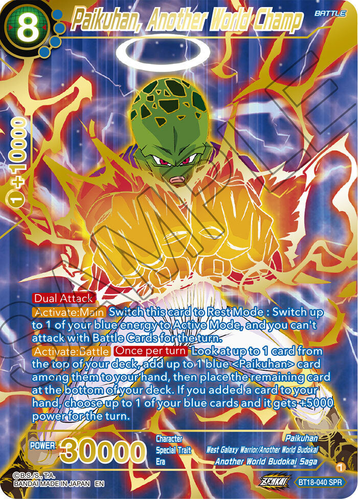 Zenkai Series Dawn of The Z-Legends BT18-040 Paikuhan, Another World Champ SPR