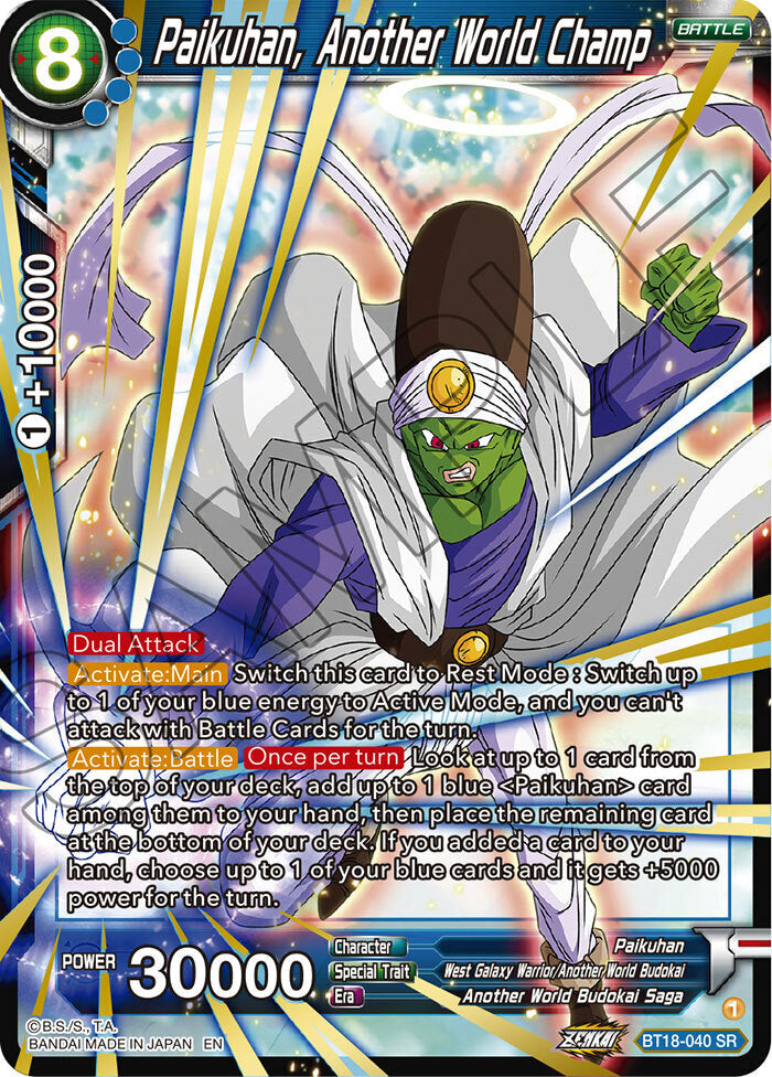 Zenkai Series Dawn of The Z-Legends BT18-040 Paikuhan, Another World Champ