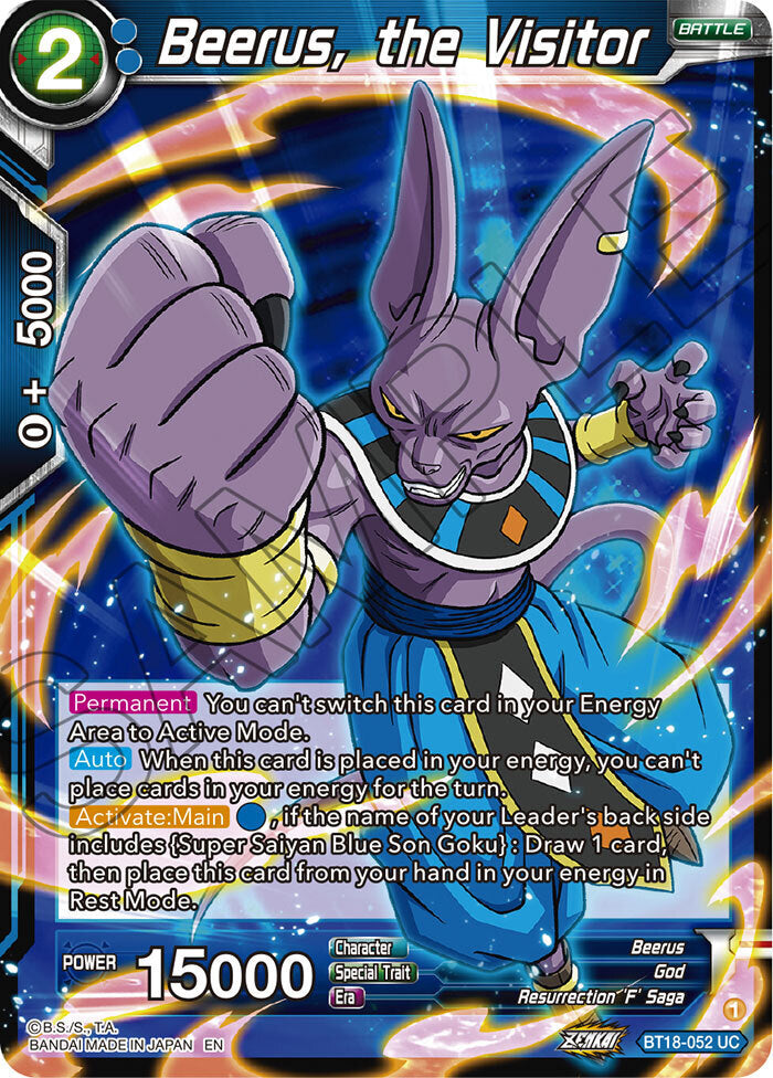 Zenkai Series Dawn of The Z-Legends BT18-052 Beerus, the Visitor