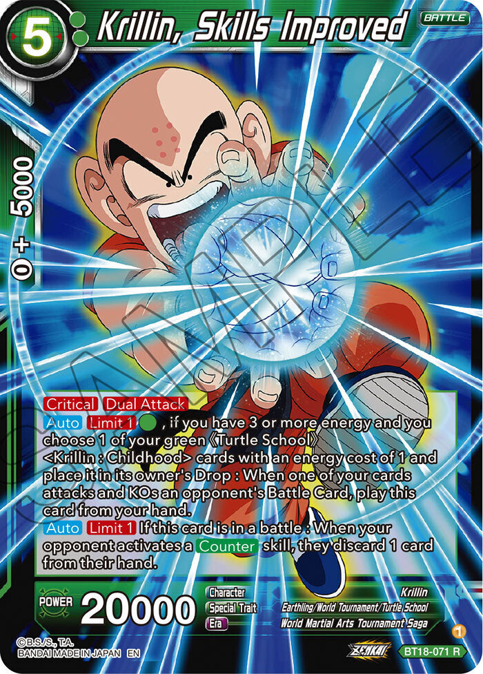 Zenkai Series Dawn of The Z-Legends BT18-071 Krillin, Skills Improved