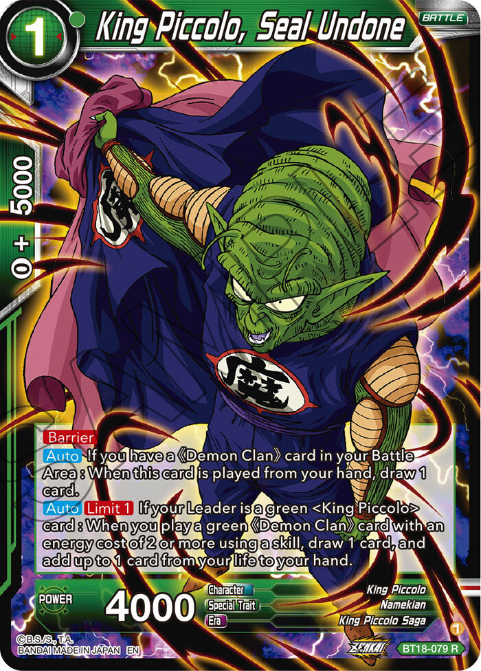 Zenkai Series Dawn of The Z-Legends BT18-079 King Piccolo, Seal Undone