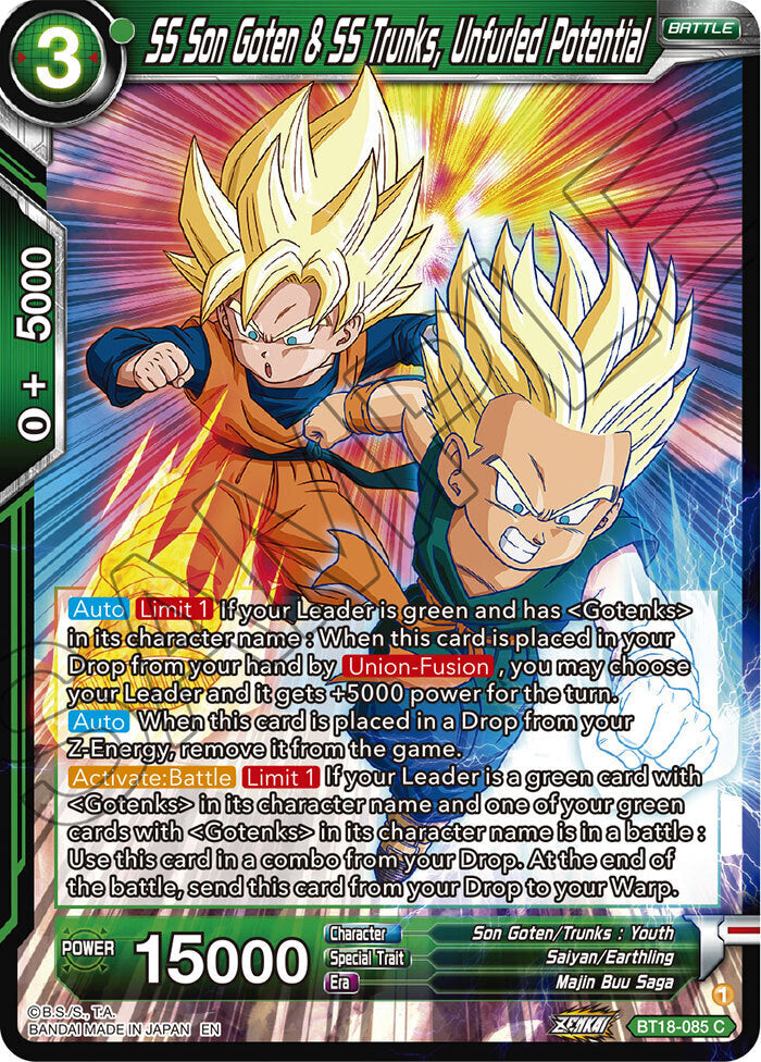 Zenkai Series Dawn of The Z-Legends BT18-085 SS Son Goten & SS Trunks, Unfurled Potential