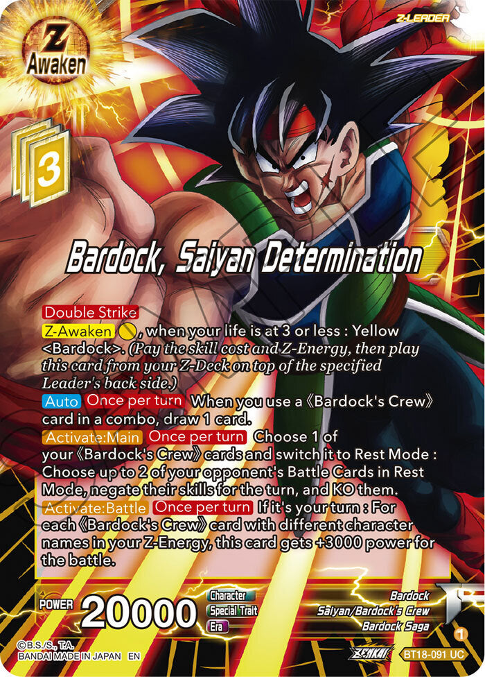 Zenkai Series Dawn of The Z-Legends BT18-091 Bardock, Saiyan Determination