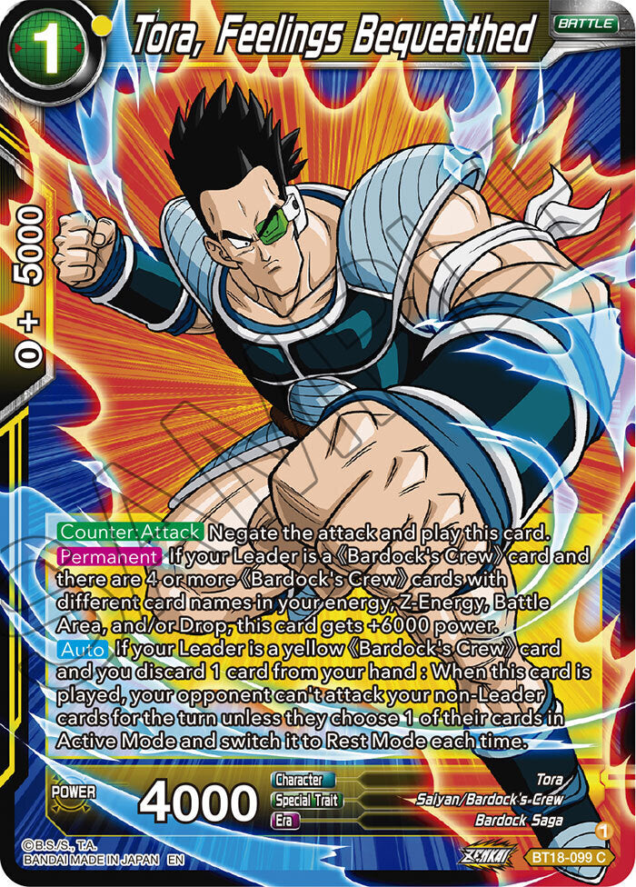 Zenkai Series Dawn of The Z-Legends BT18-099 Tora, Feelings Bequeathed