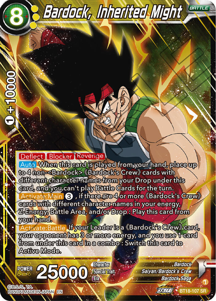 Zenkai Series Dawn of The Z-Legends BT18-107 Bardock, Inherited Might