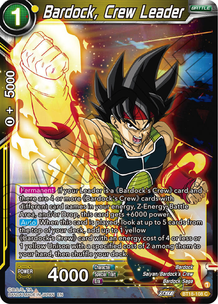 Zenkai Series Dawn of The Z-Legends BT18-108 Bardock, Crew Leader