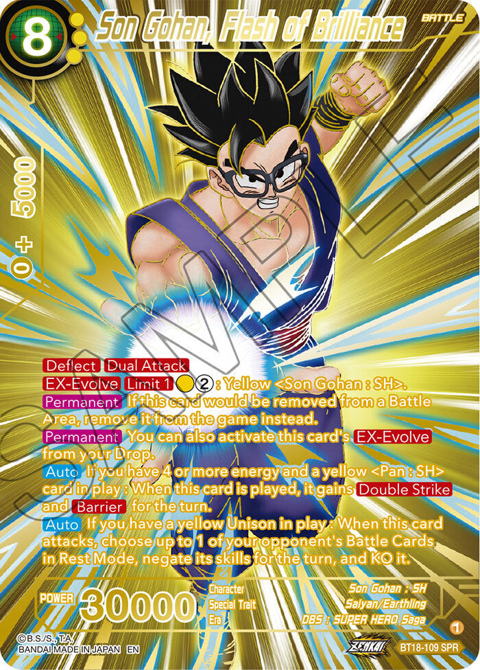 Zenkai Series Dawn of The Z-Legends BT18-109 Son Gohan, Flash of Brilliance SPR