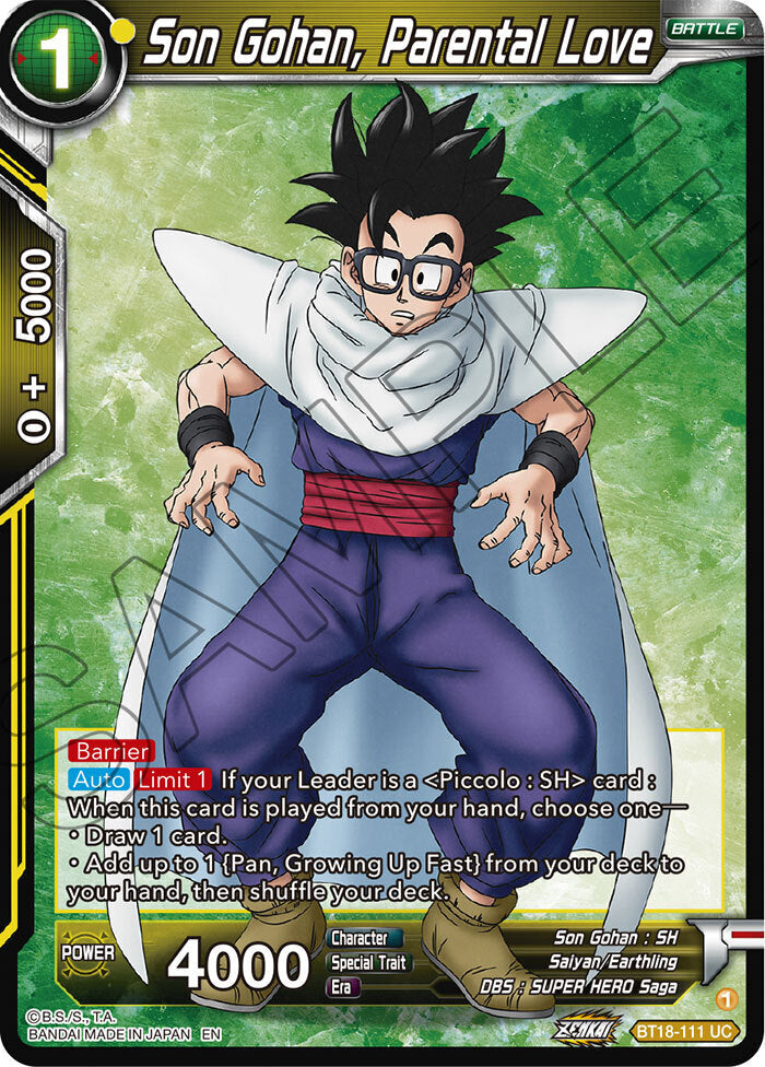 Zenkai Series Dawn of The Z-Legends BT18-111 Son Gohan, Parental Love