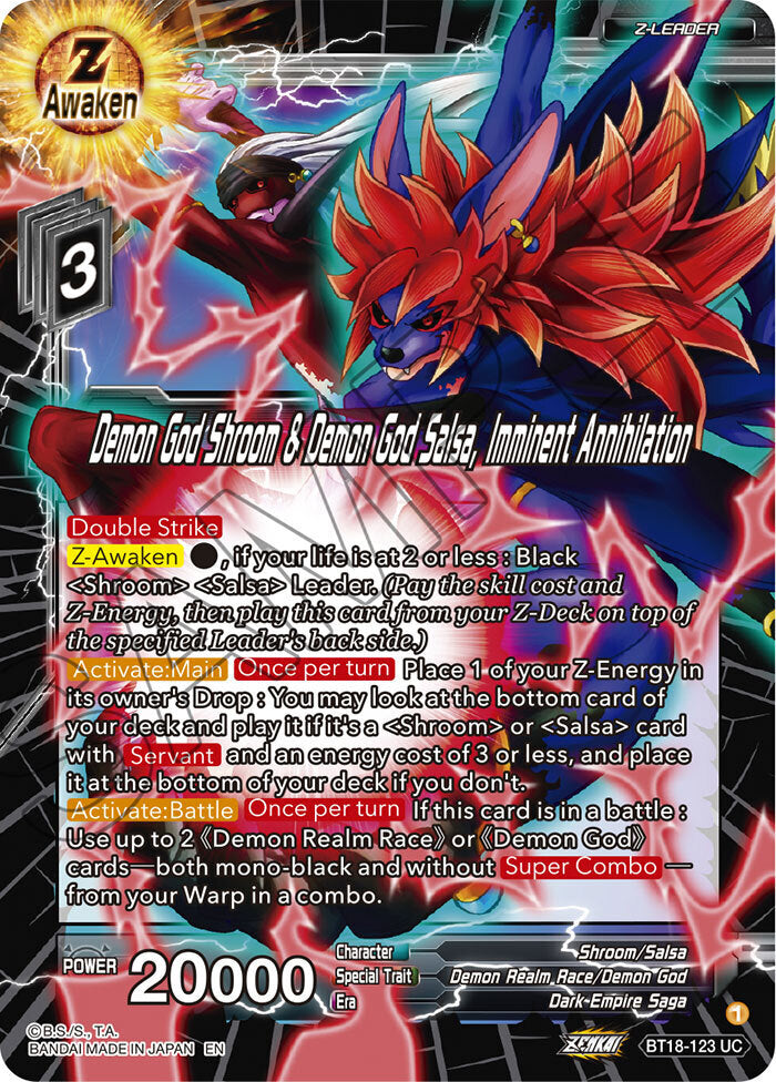 Zenkai Series Dawn of The Z-Legends BT18-123 Demon God Shroom & Demon God Salsa, Imminent Annihilation