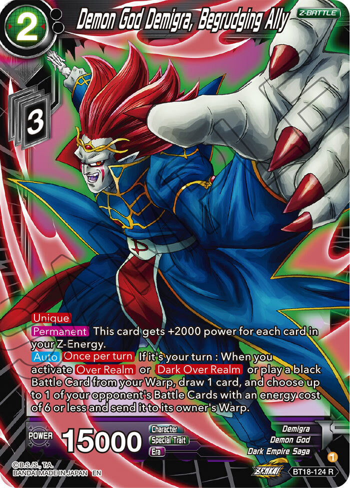 Zenkai Series Dawn of The Z-Legends BT18-124 Demon God Demigra, Begrudging Ally