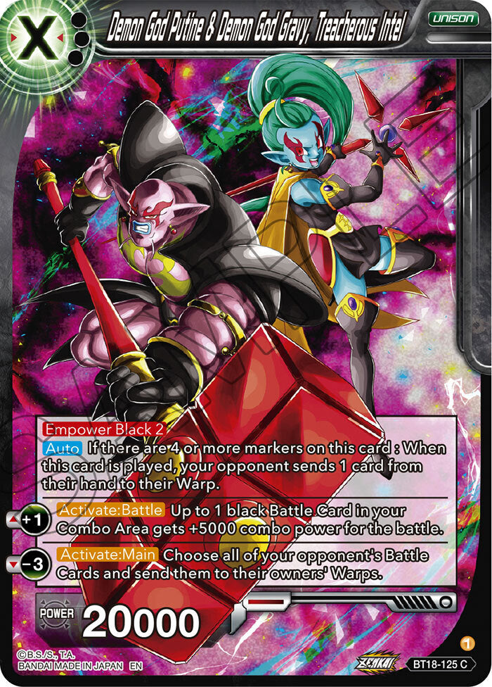 Zenkai Series Dawn of The Z-Legends BT18-125 Demon God Putine & Demon God Gravy, Treacherous Intel