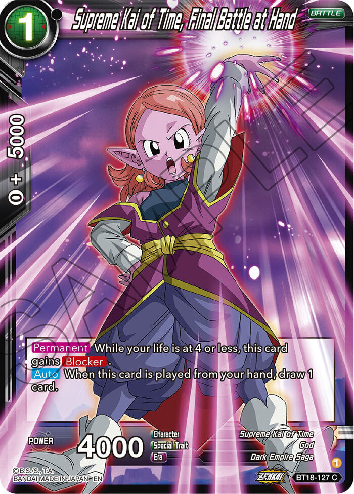 Zenkai Series Dawn of The Z-Legends BT18-127 Supreme Kai of Time, Final Battle at Hand