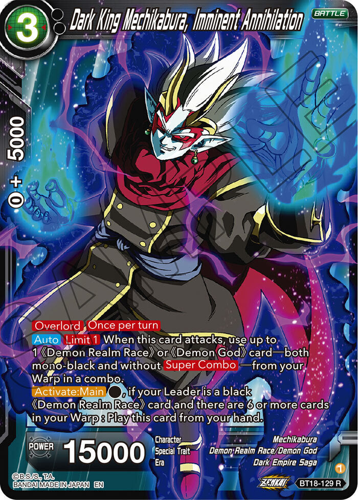 Zenkai Series Dawn of The Z-Legends BT18-129 Dark King Mechikabura, Imminent Annihilation