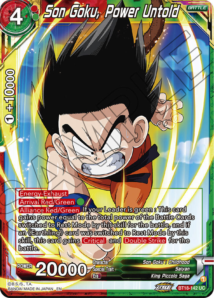 Zenkai Series Dawn of The Z-Legends BT18-142 Son Goku, Power Untold