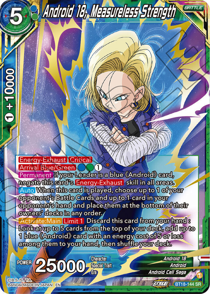 Zenkai Series Dawn of The Z-Legends BT18-144 Android 18, Measureless Strength