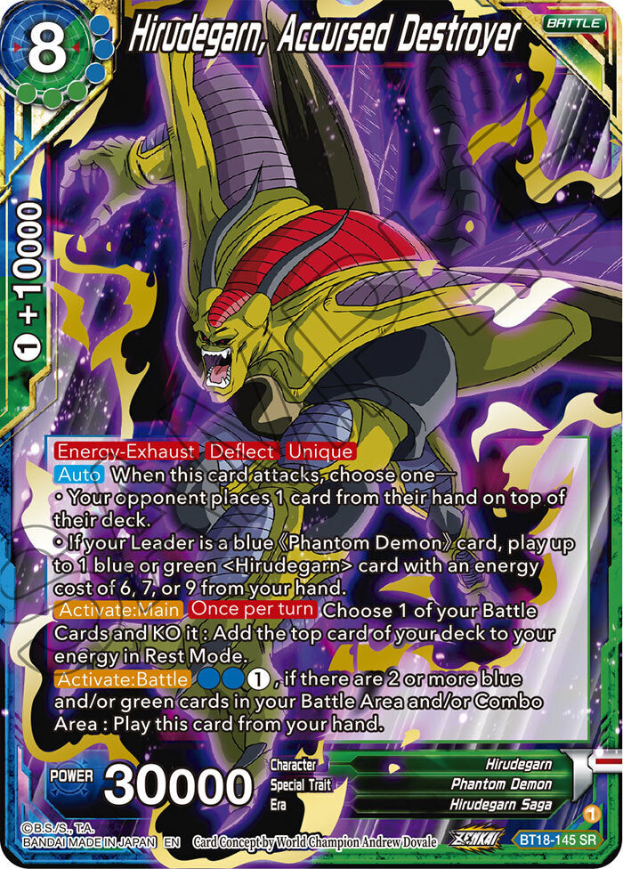 Zenkai Series Dawn of The Z-Legends BT18-145 Hirudegarn, Accursed Destroyer