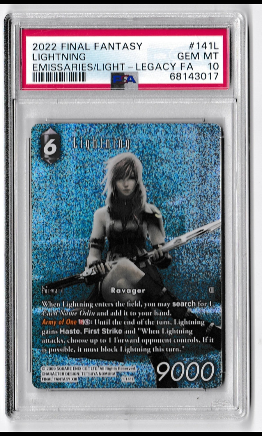 2022 FINAL FANTASY EMISSARIES OF LIGHT 141L LIGHTNING LEGACY FULL ART PSA GEM MINT 10