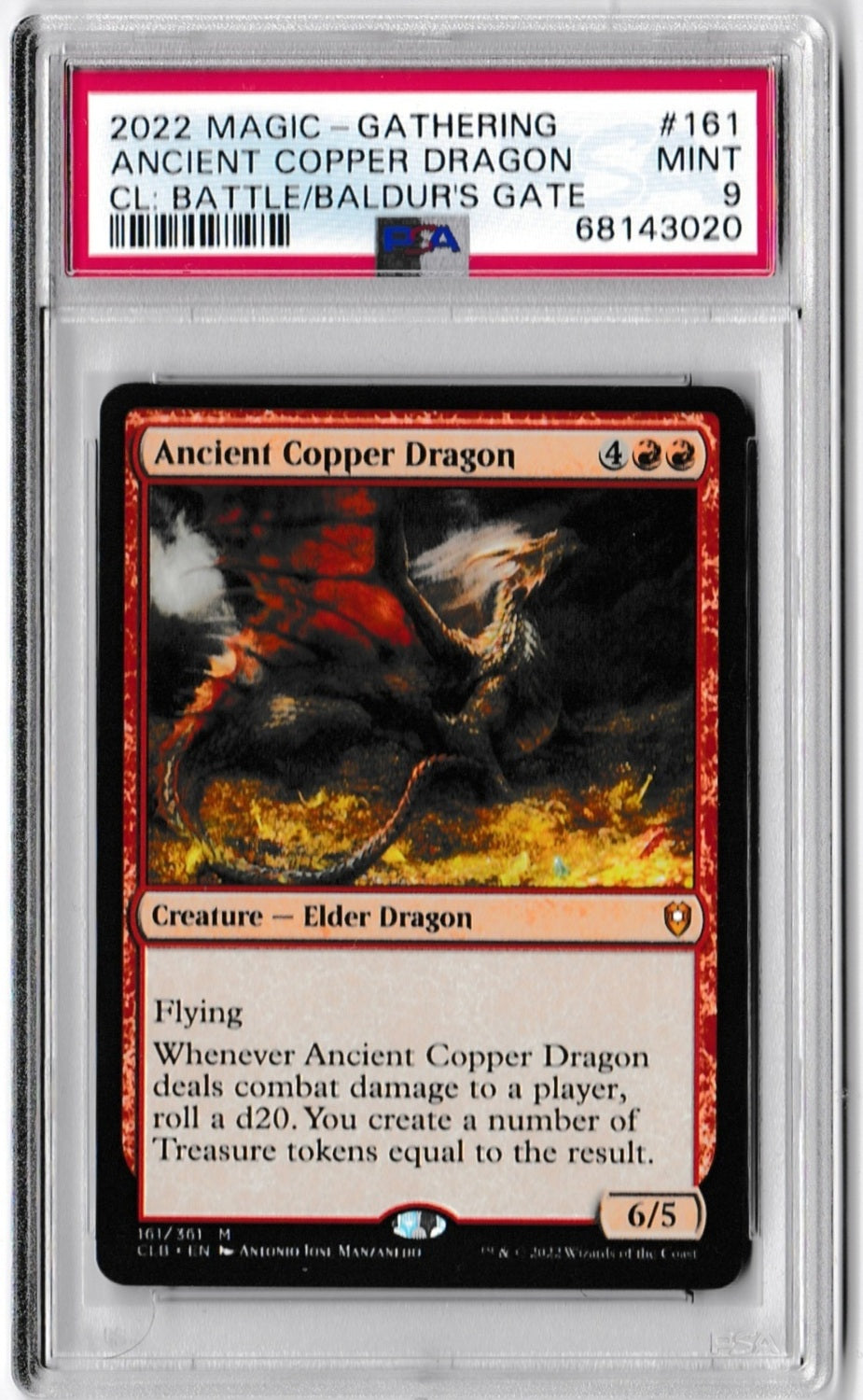 2022 MAGIC THE GATHERING COMMANDER LEGENDS: BATTLE FOR BALDUR'S GATE 161 ANCIENT COPPER DRAGON PSA MINT 9