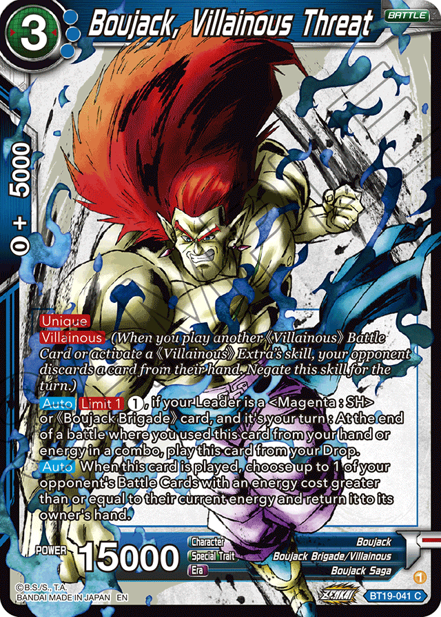 Zenkai Series FIGHTER’S AMBITION BT19-041 Boujack, Villainous Threat