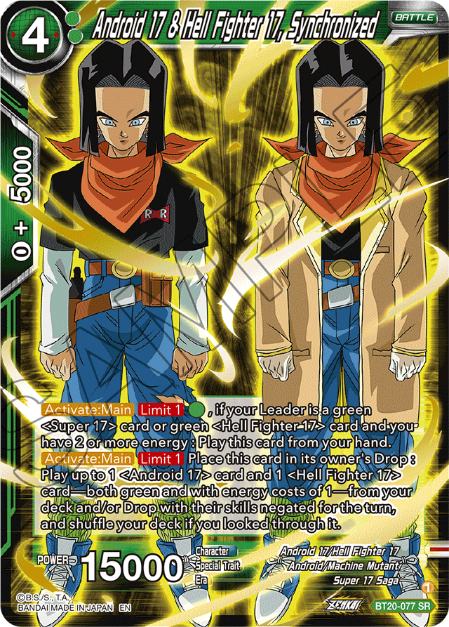 Zenkai Series Power Absorbed BT20-077 Android 17 & Hell Fighter 17, Synchronized