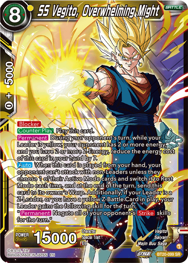 Zenkai Series Power Absorbed BT20-099 SS Vegito, Overwhelming Might