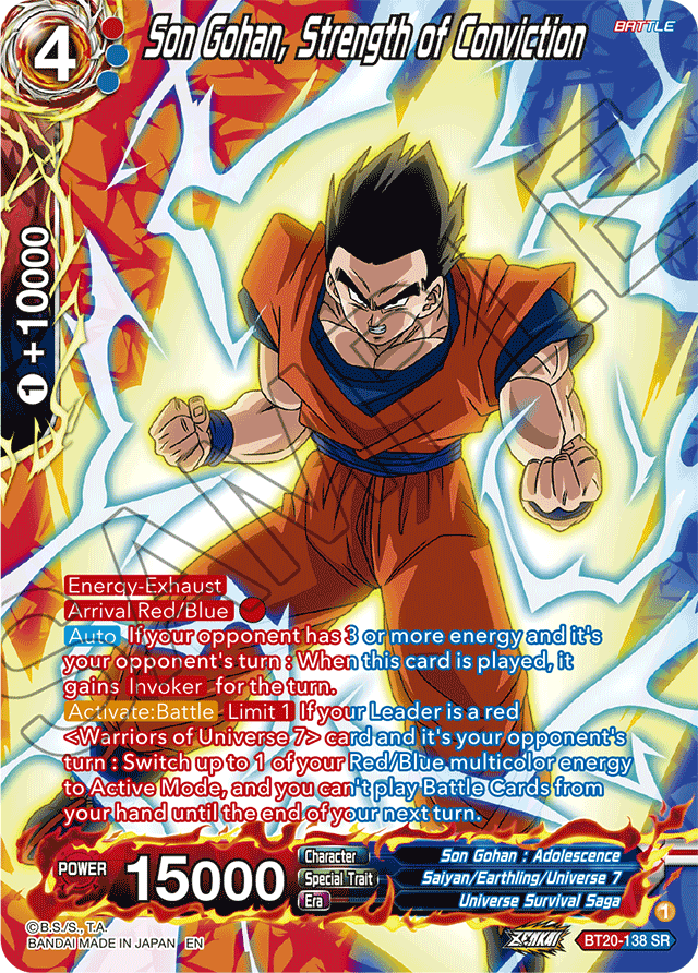 Zenkai Series Power Absorbed BT20-138 Son Gohan, Strength of Conviction