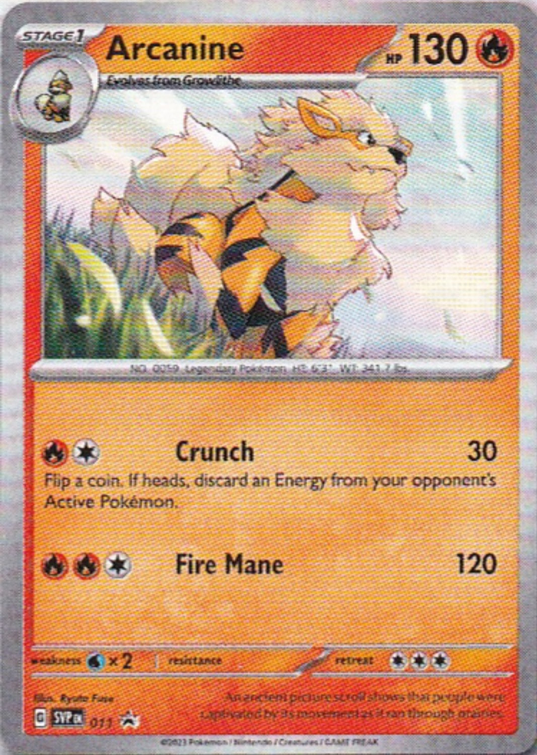 Scarlet & Violet Base Set Promo 011 Arcanine Holo