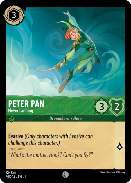 Disney Lorcana The First Chapter 091/204 PETER PAN Never Landing Foil