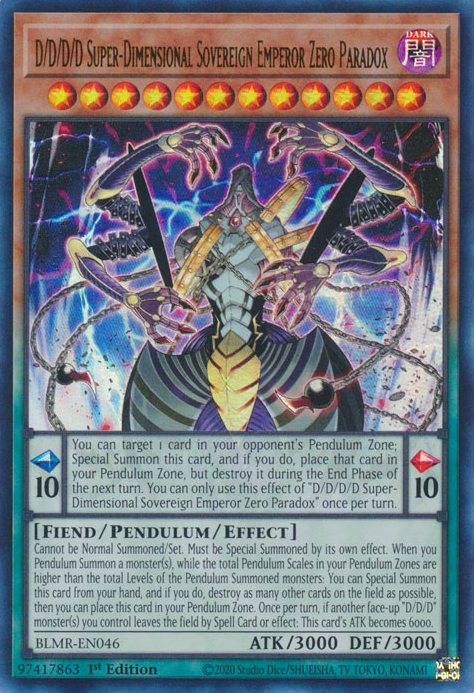 Battles of Legend: Monstrous Revenge BLMR-EN046 D/D/D/D Super-Dimensional Sovereign Emperor Zero Paradox