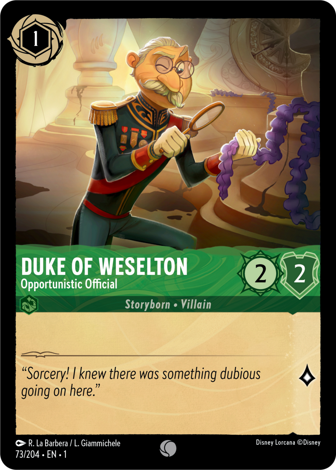 Disney Lorcana The First Chapter 073/204 DUKE OF WESELTON Opportunistic Official Foil